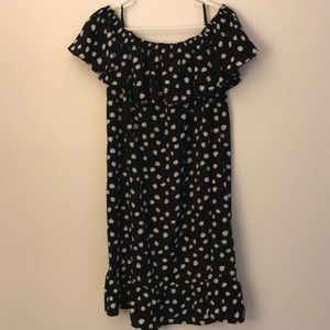 Polka dot off the shoulder dress